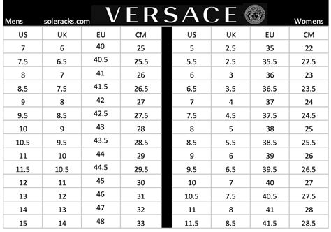 versace shoes size chart uk